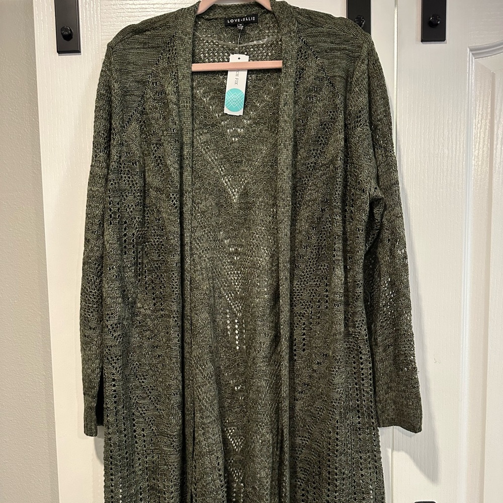 Plus size 1X Dark Green Full Length Cardigan NWT!!